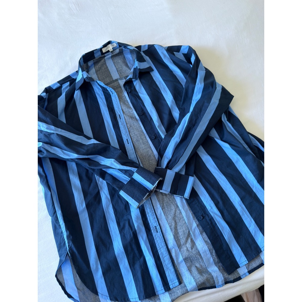Little Lies Blue Striped Button Down Shirt Long Sleeve Relaxed Fit Large
